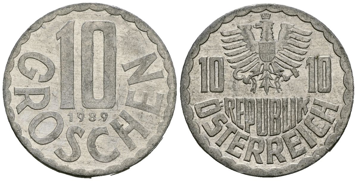 Австрия 10 грошей 1989 KM 2878 алюминий 4135-255
