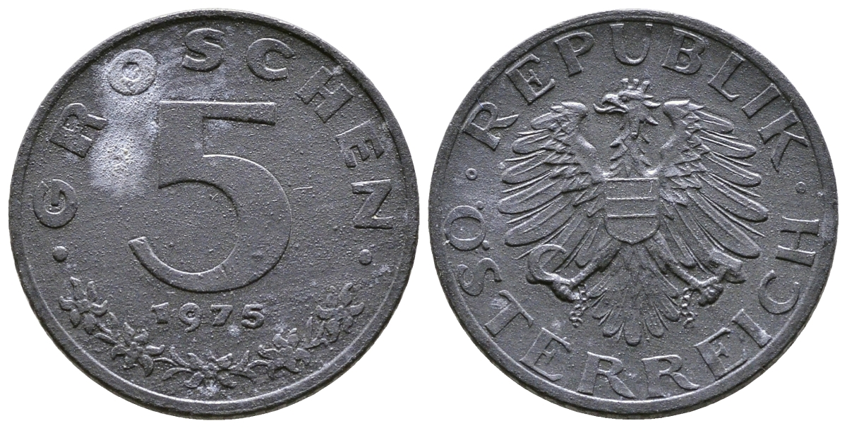 АВСТРИЯ 5 ГРОШЕЙ 1975 KM 2875 цинк 57-1144