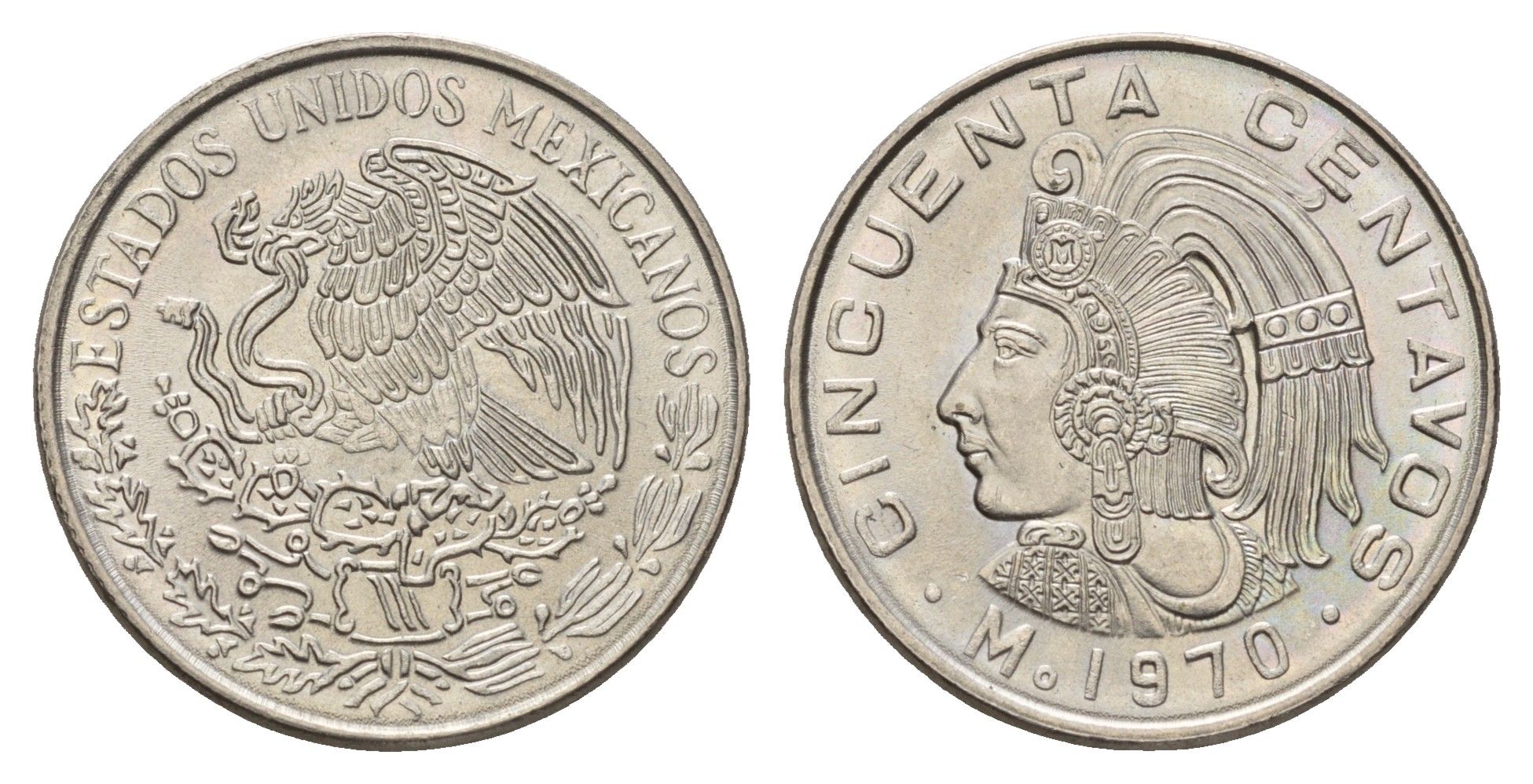 Мексика 50 сентаво 1970 KM 452 медно-никель UNC 217-157