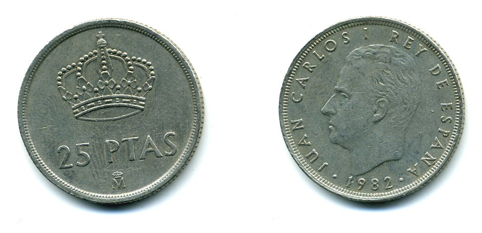 Испания 25 песет 1982 Хуан Карлос I (1975-2014) KM 824 медно-никель 51-5124