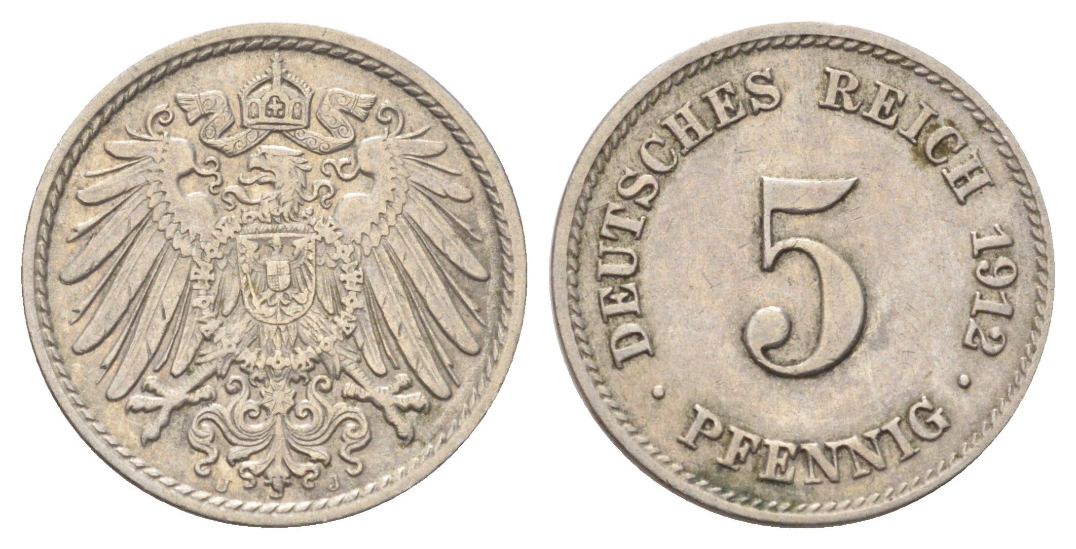 Германия 5 пфеннигов 1912 J KM 11, J. 12 медно-никель 4701-1055