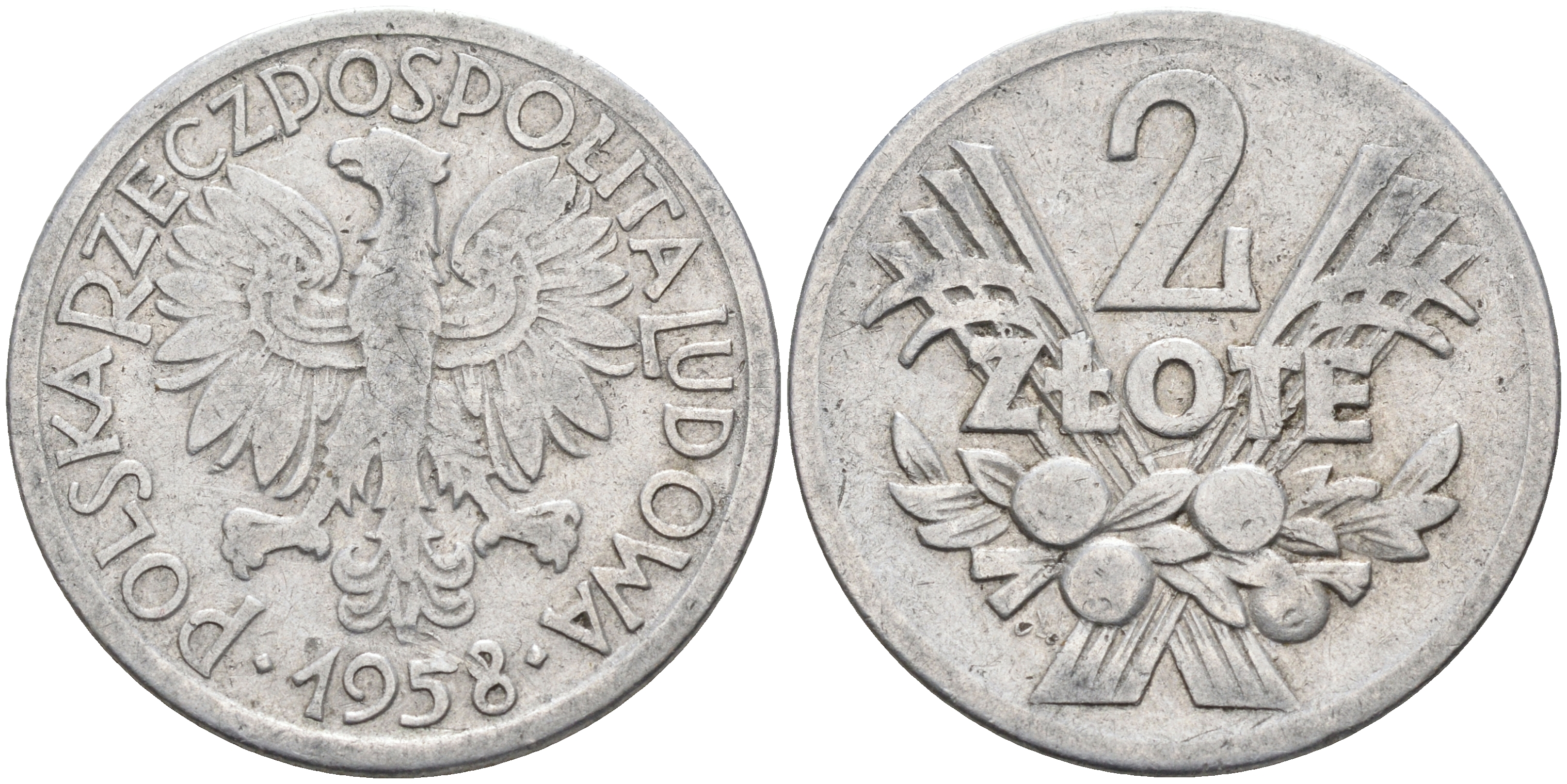 Польша 2 злотых 1958 MW KM 46, Parchimowicz 216a алюминий 4593-311