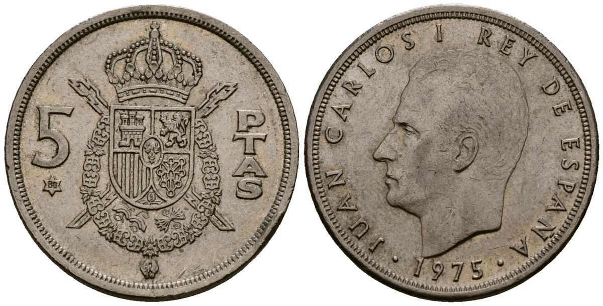 Испания 5 песет 1975 Хуан Карлос I (1975-2014) KM 807 медно-никель 4176-451