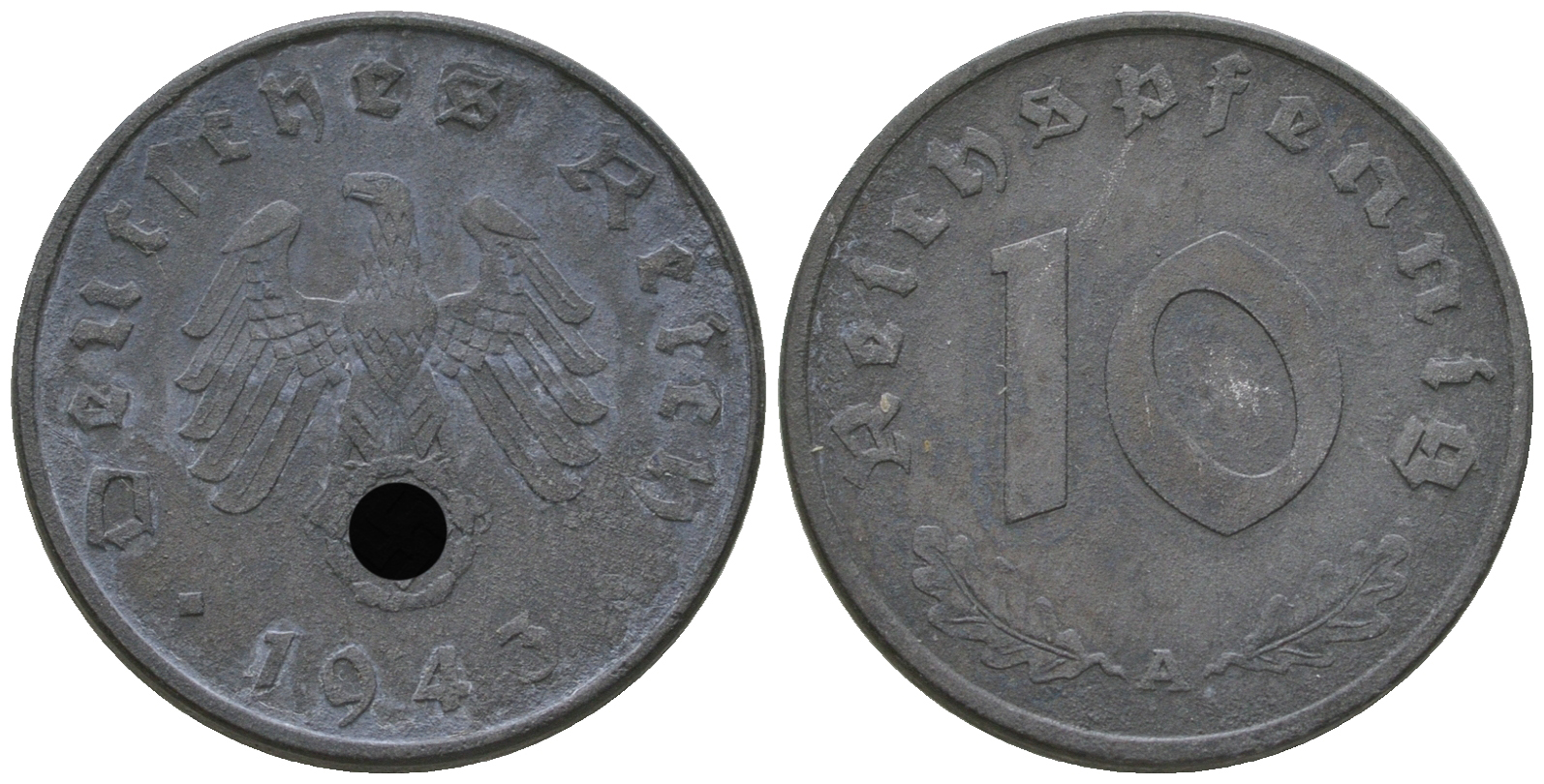 Германия 10 рейхспфеннигов 1943 A KM 101, J.371 цинк    4641-433