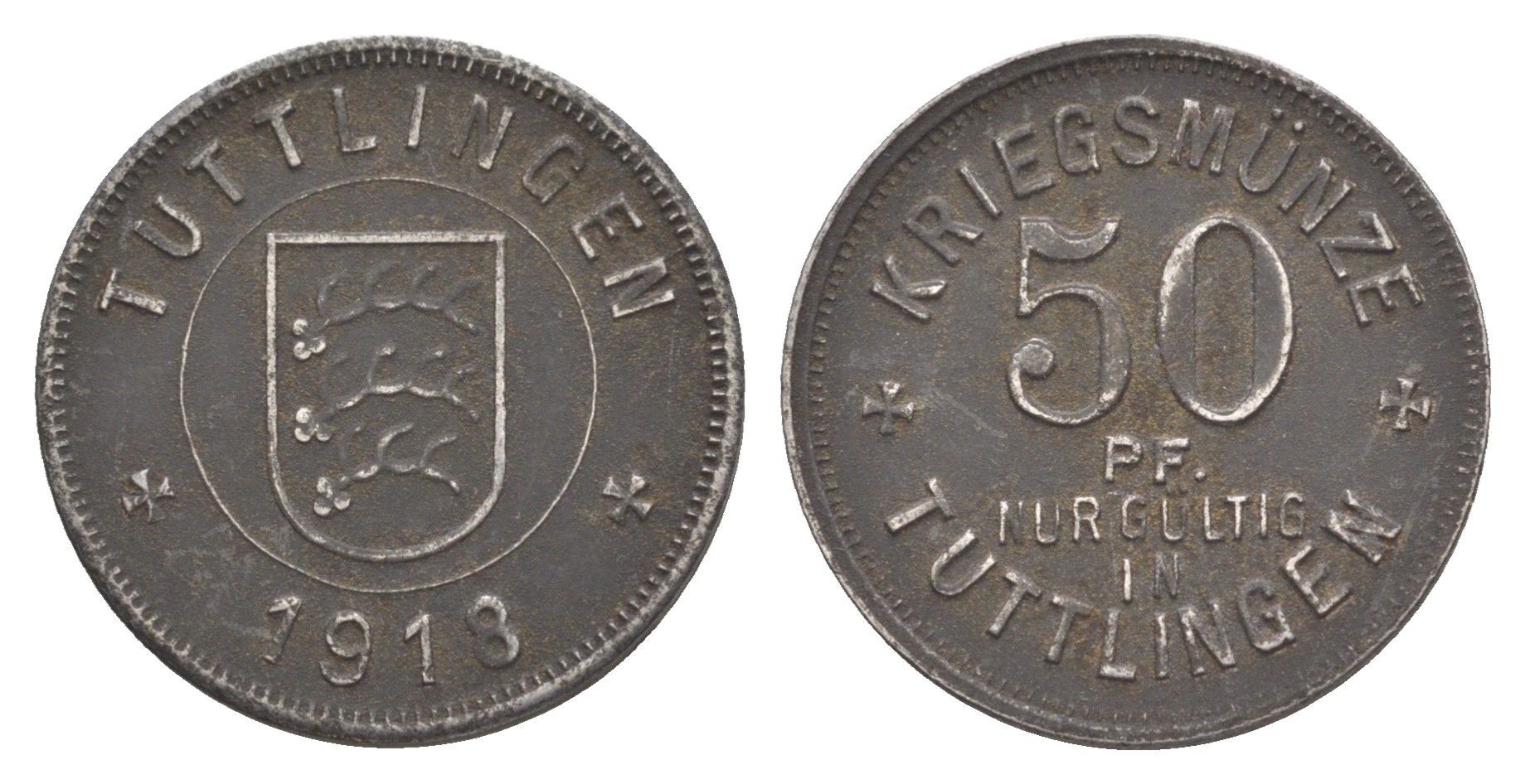 Тутлинген 50 пфеннигов 1918 Funck 552.5, Men05 25361.5, Men18 31762.5 железо 4637-1236