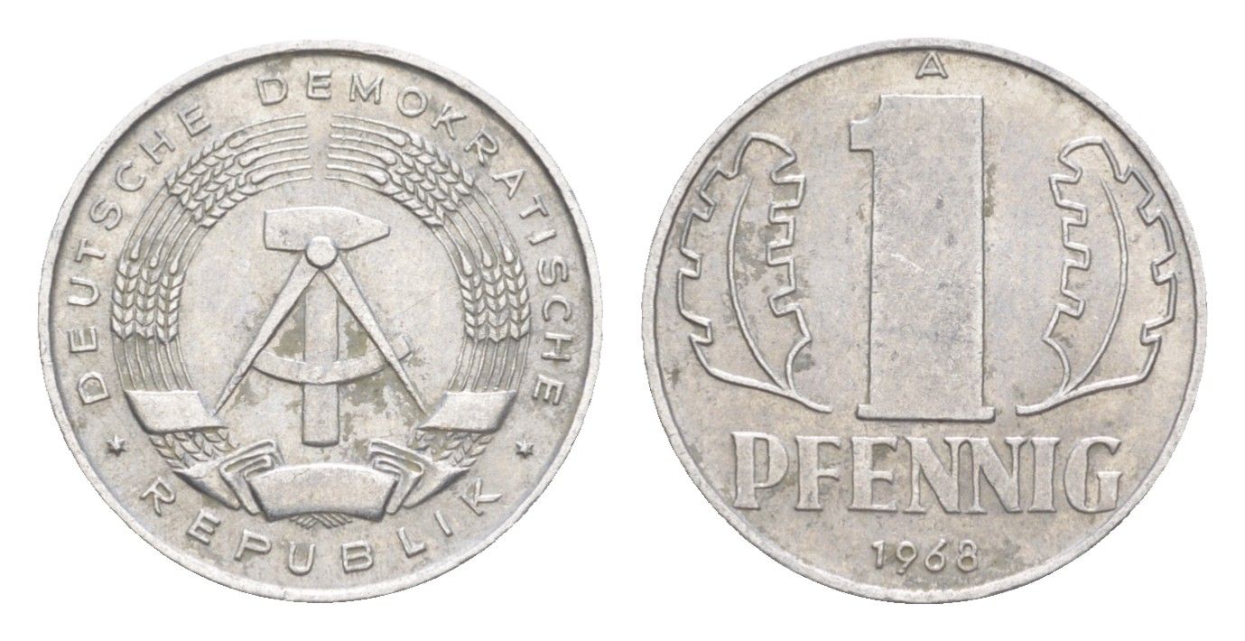 ГДР 1 пфенниг 1968 A KM 8.1 алюминий 4647-763