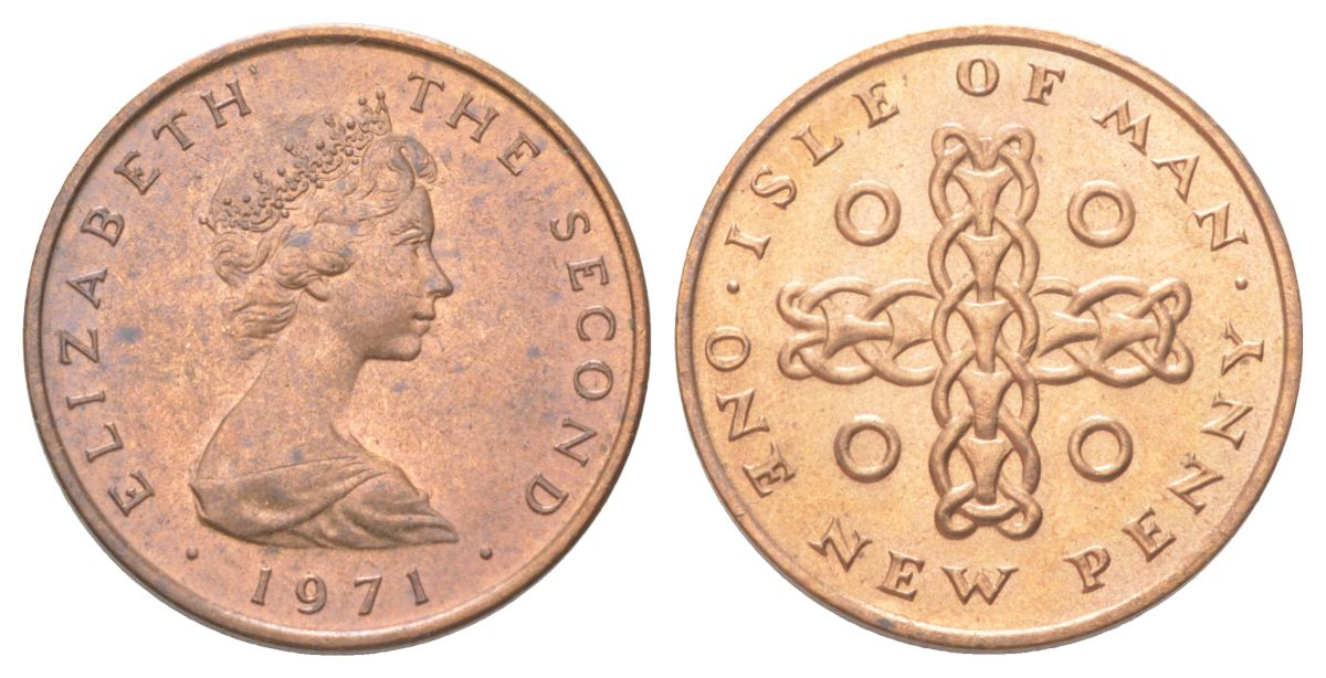 Остров Мэн 1 пенни 1971 KM 20 бронза UNC 4625-365