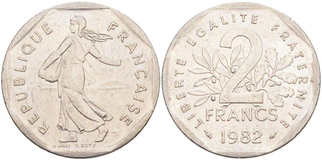 Франция 2 франка 1982 KM 942.1 никель 63-612