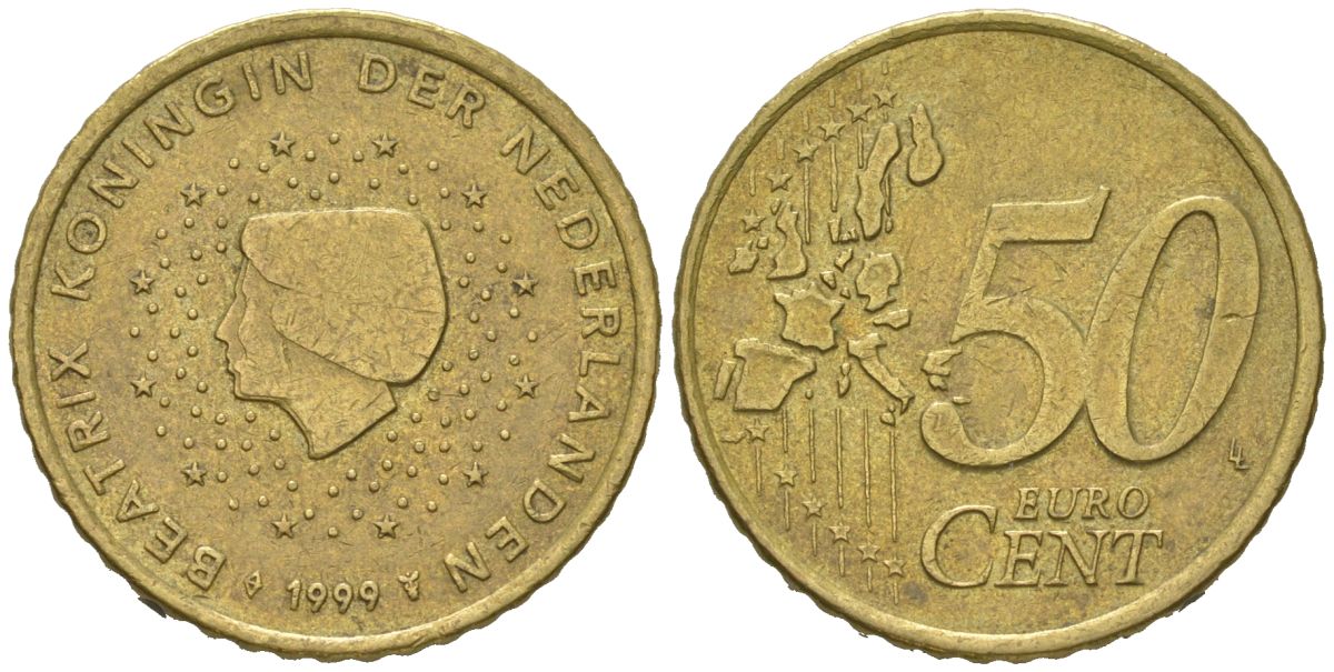 Нидерланды 50 евроцентов 1999 Беатрикс (1980-2013) KM 239 нордик 4538-341
