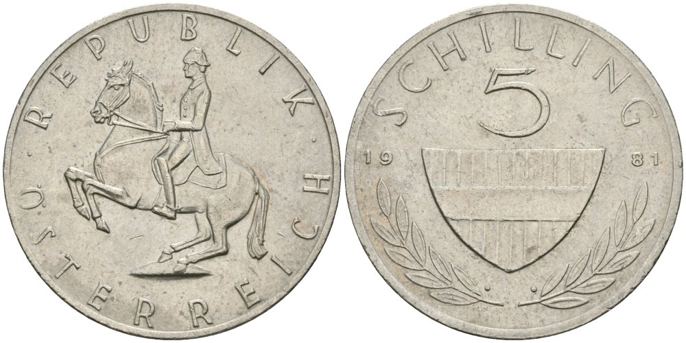 Австрия 5 шиллингов 1981 KM 2889a медно-никель 4579-351