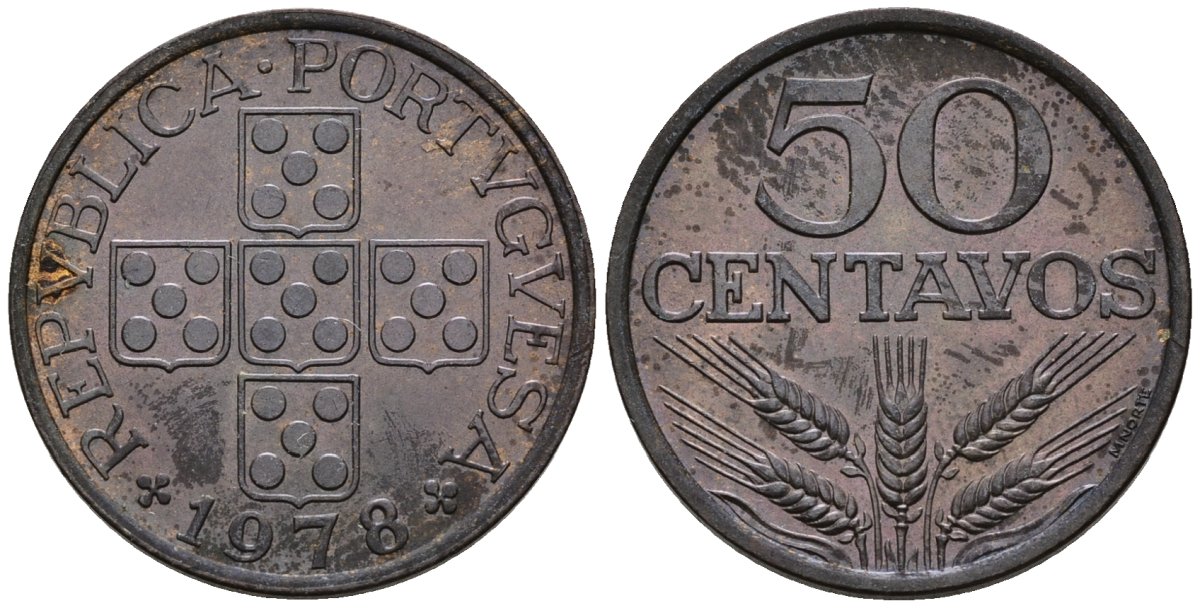 Португалия 50 сентаво 1978 KM 596 бронза 4148-357