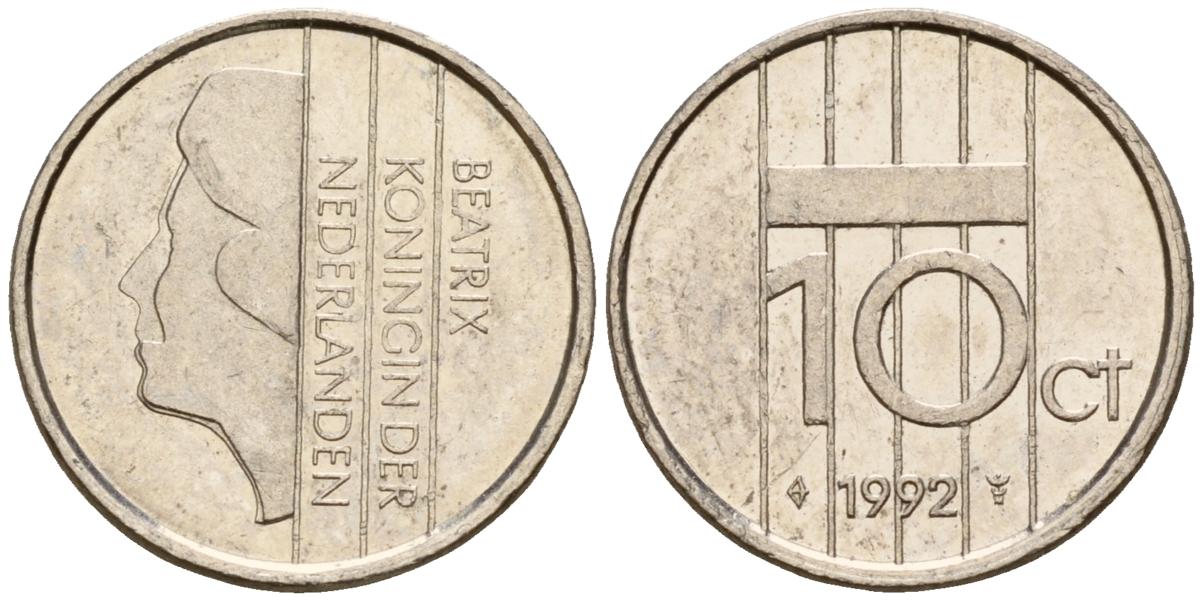 Нидерланды 10 центов 1992 Беатрикс (1980-2013) KM 203 никель    4598-411