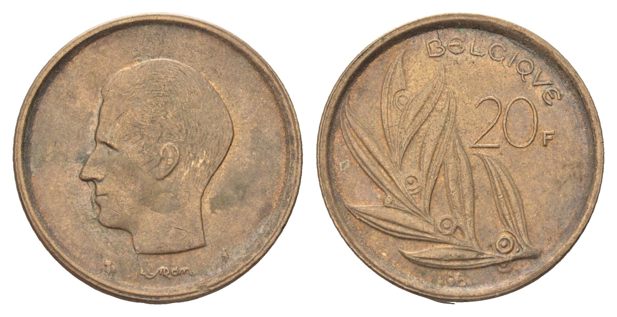 Бельгия 20 франков 1981 Belgique, Бодуэн I (1951-1993) KM 159 никель латунь 4704-1211