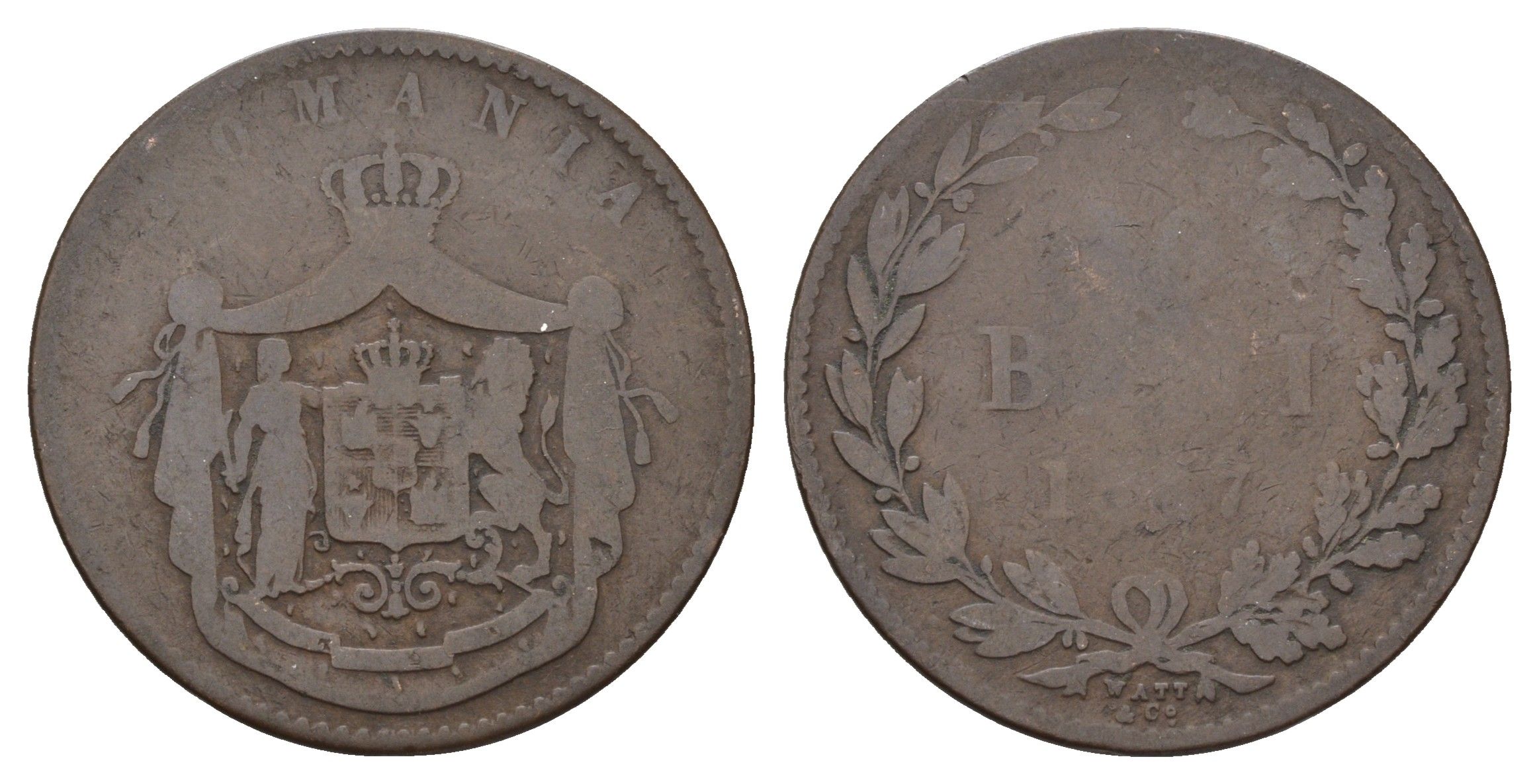 Румыния 10 бань (бани) 1867 KM 4.1 медь 4653-814