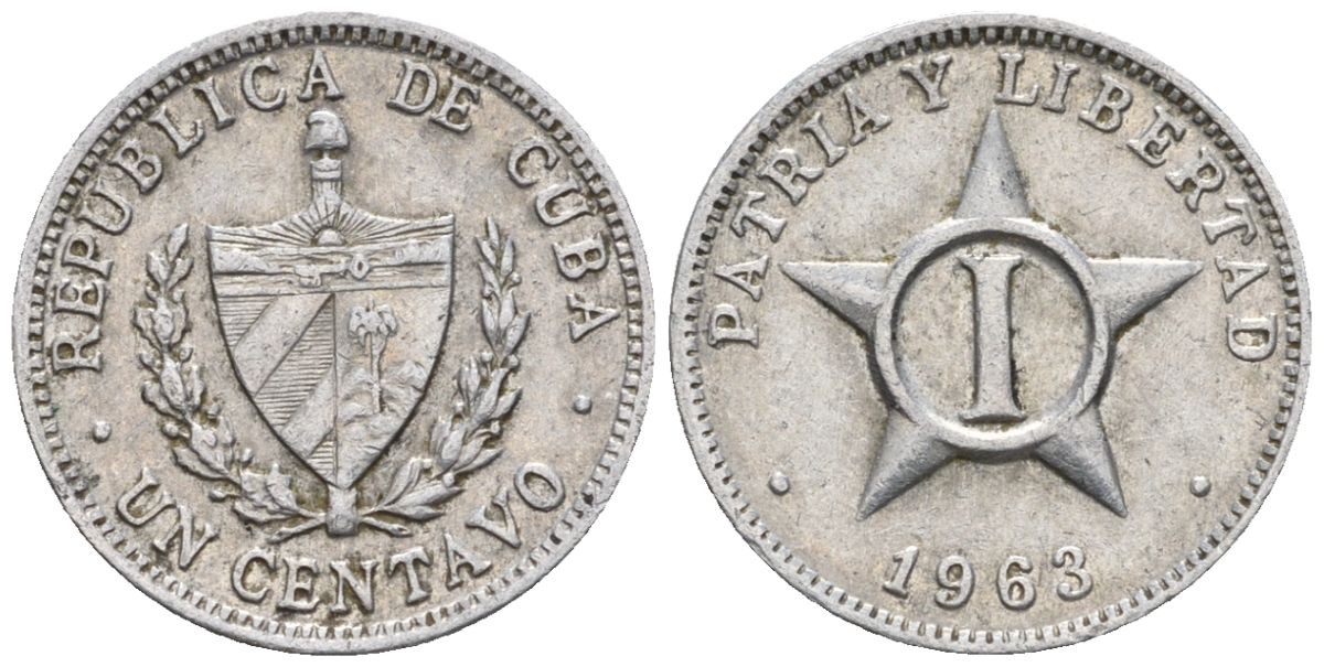 Куба 1 сентаво 1963 KM 33.1, JMA 10, Y 27, Schoen 31 алюминий 4115-259