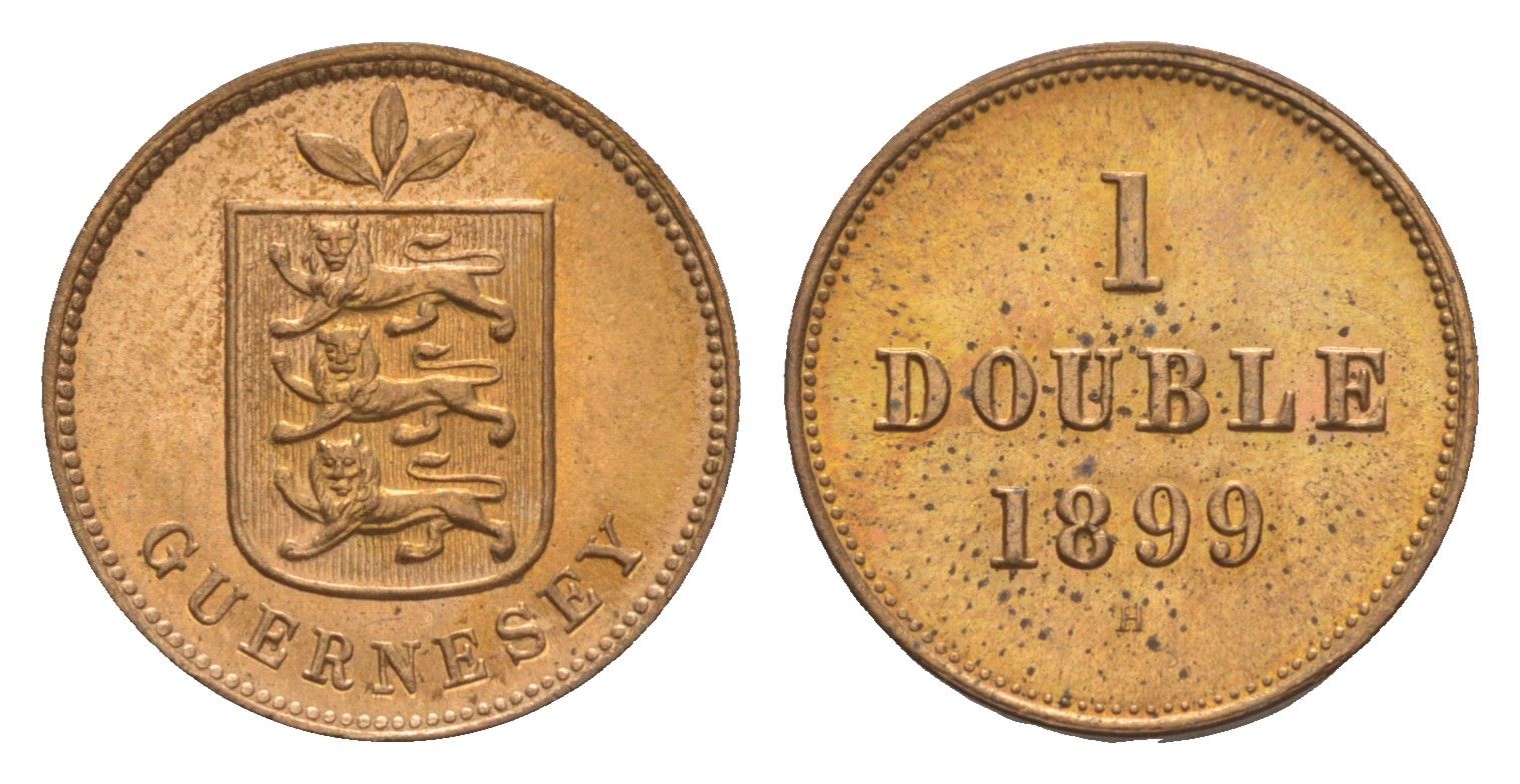 Гернси 1 дубль (дабл) 1899 H KM 10 бронза UNC 633-1942