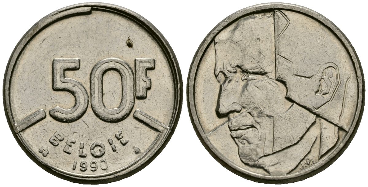 Бельгия 50 франков 1990 BELGIE, Бодуэн I (1951-1993) KM 168 никель 4138-844
