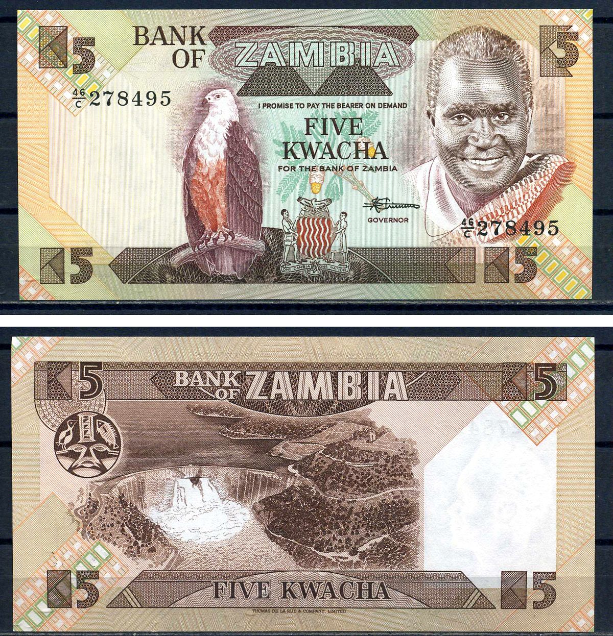 Замбия 5 квача ND (1980-1988) Pick 25 d бумага UNC (ПРЕСС) 7552-32-2-2