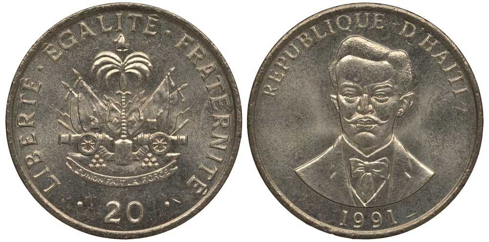 Гаити 20 сантимов 1991 KM 152 медно-никель UNC M50-11