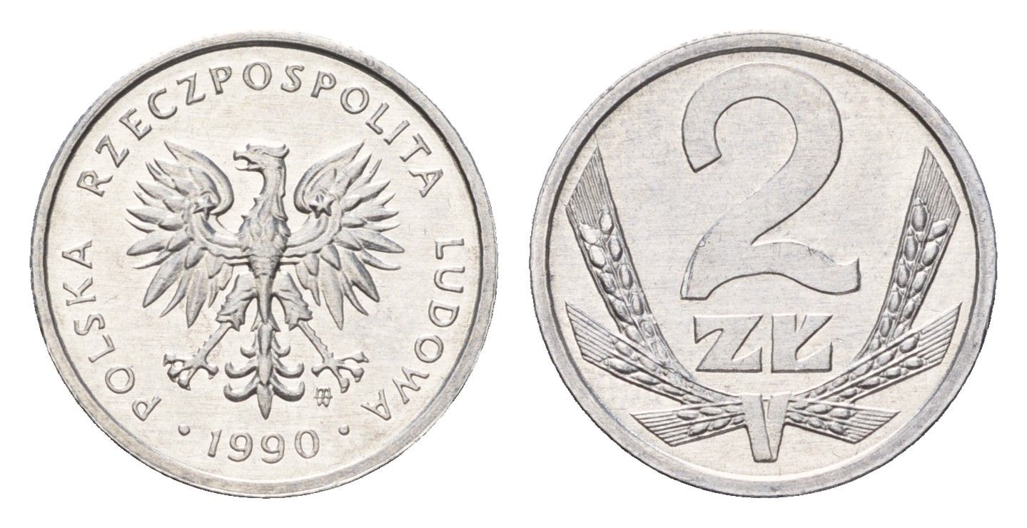 Польша 2 злотых 1990 Y 80.3 алюминий UNC 4615-818