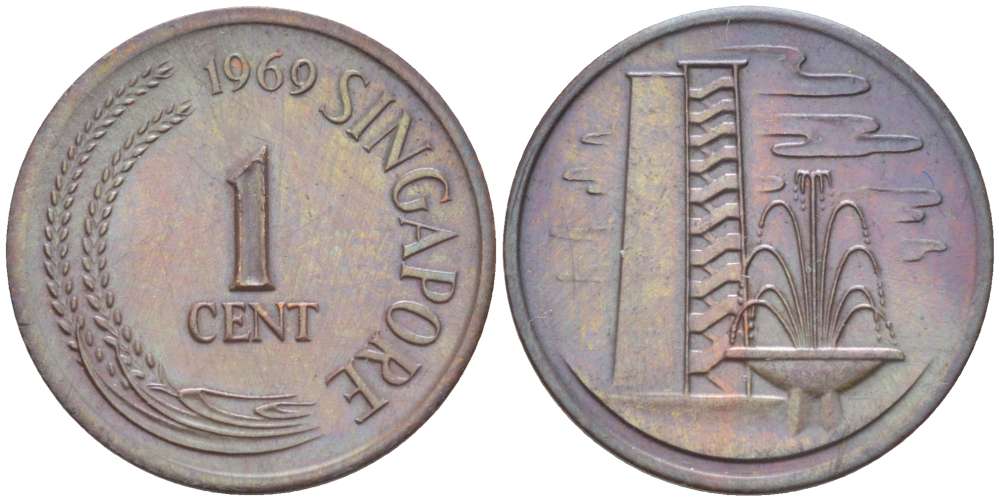 Сингапур 1 цент 1969 KM 1 бронза 4516-729