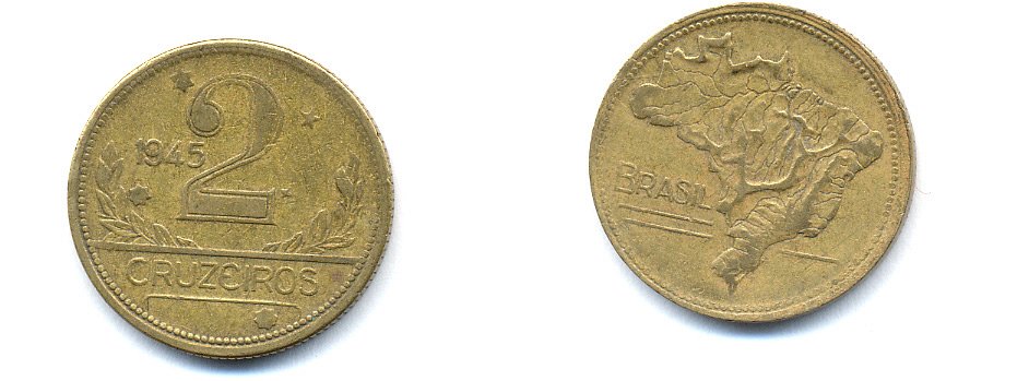БРАЗИЛИЯ 2 КРУЗЕЙРО 1945 KM 559 алюминевая бронза 76-945
