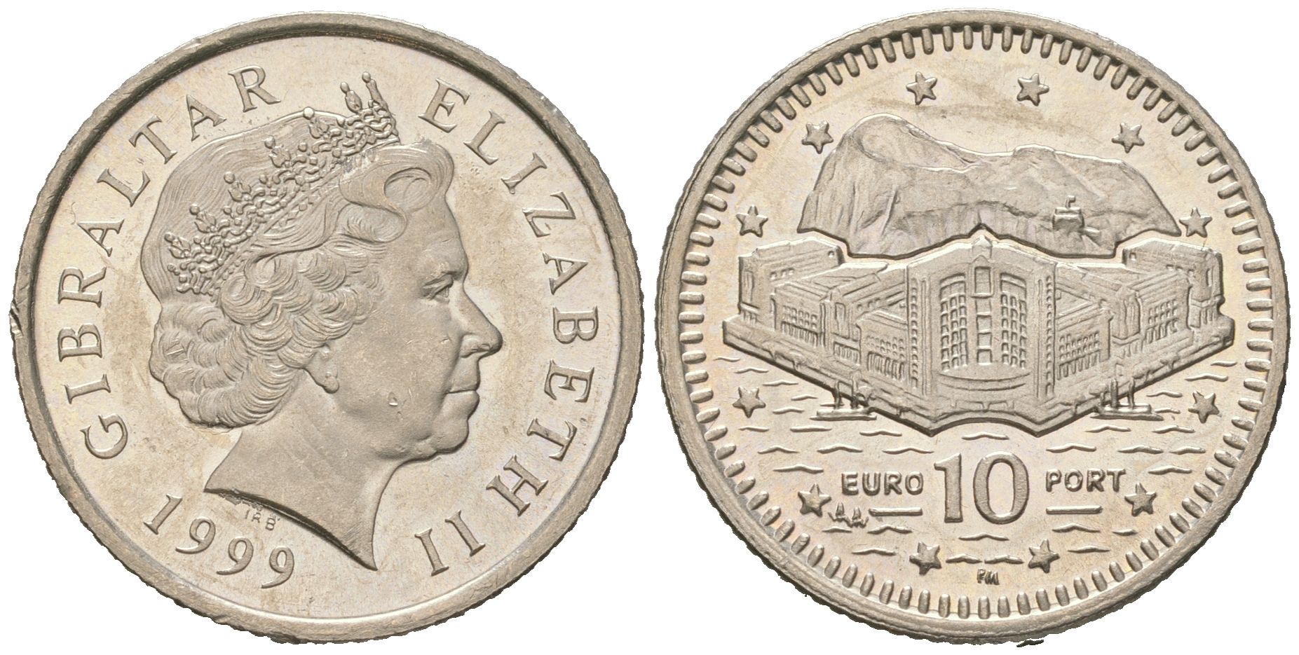 Гибралтар 10 пенсов 1999 KM 776 медно-никель UNC 4619-232