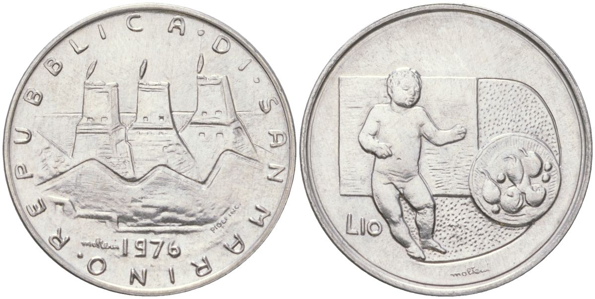 Сан-Марино 10 лир 1976 республика KM 54 алюминий UNC 4148-724