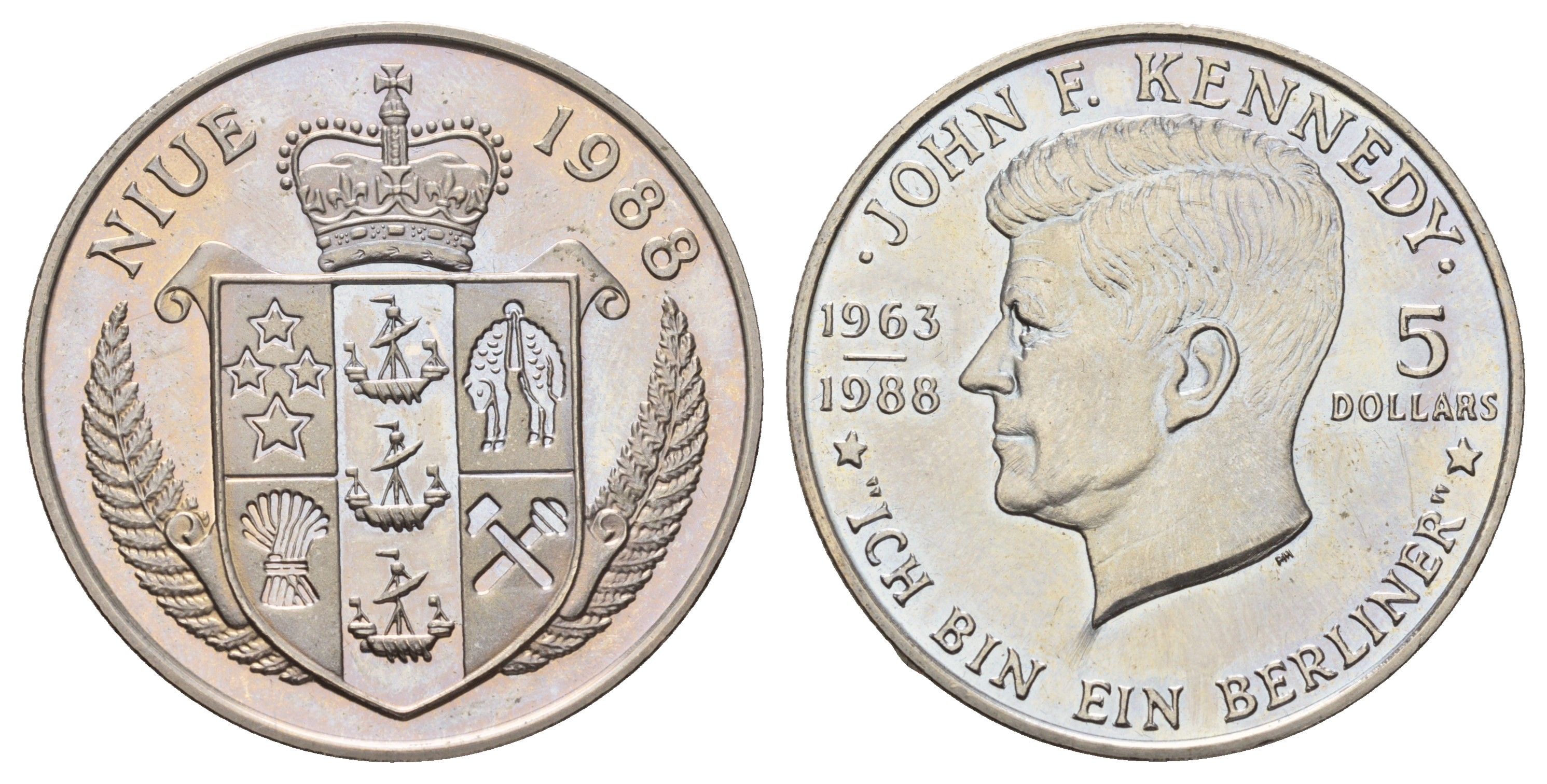Ниуэ 5 долларов 1988 Джон Кеннеди KM 17 медно-никель BU 1101-2-21