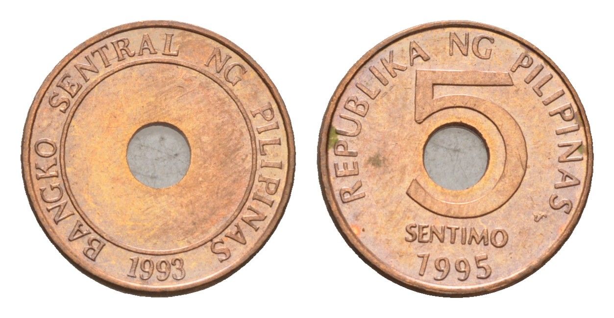 Филиппины 5 сентимо 1995 KM 268 сталь плакированная медью UNC 4396-632