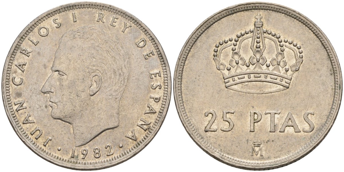 Испания 25 песет 1982 Хуан Карлос I (1975-2014) KM 824 медно-никель 4149-1045