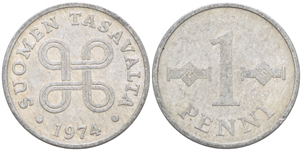 ФИНЛЯНДИЯ 1 ПЕННИ 1974 КМ 44a алюминий 3309-264