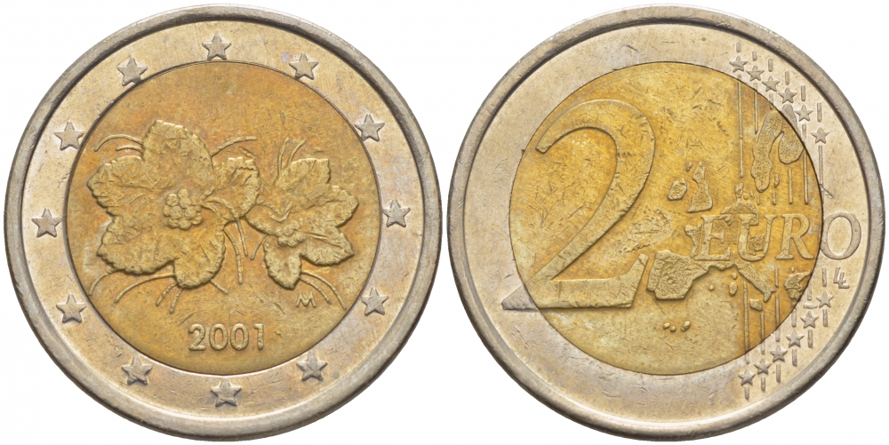 ФИНЛЯНДИЯ 2 ЕВРО 2001 М KM 105 биметалл 175-1145