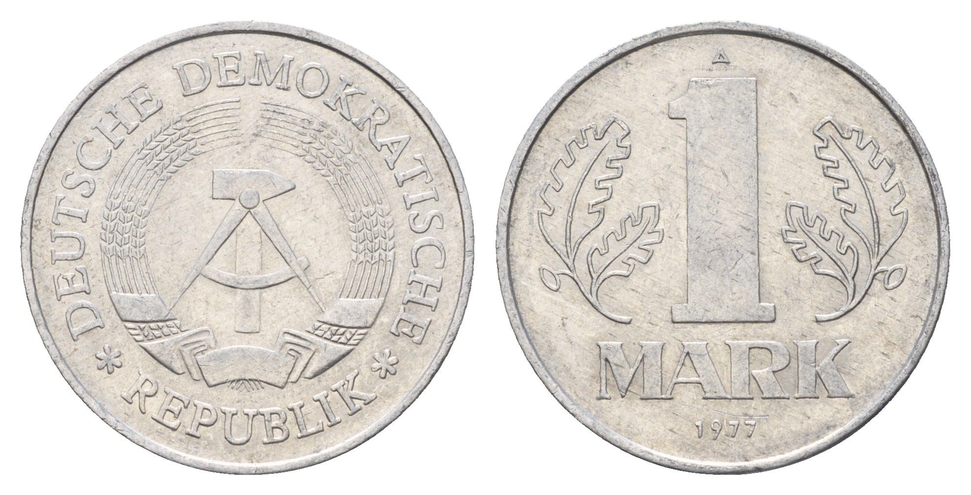 ГДР 1 марка 1977 KM 35.2 алюминий 4675-514