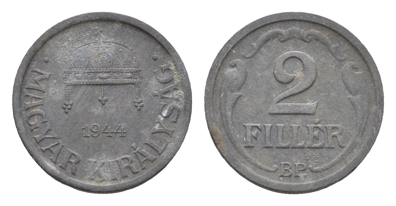 Венгрия 2 филлера 1944 BP KM 519 цинк 4664-914
