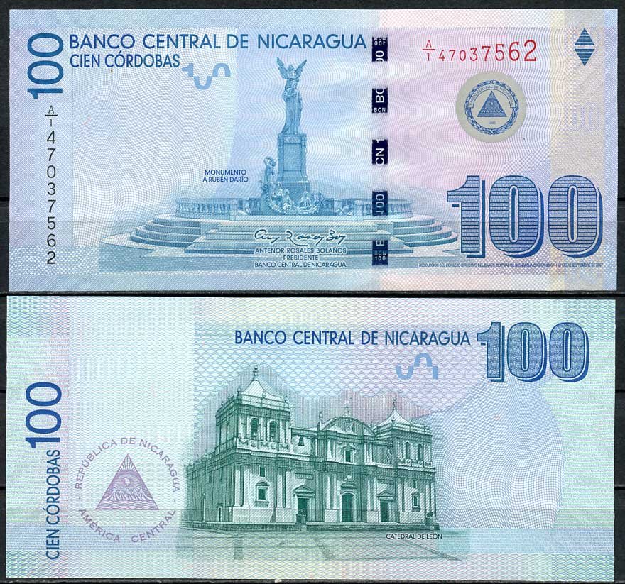 Никарагуа 100 кордоба 2007 (2012) 100 лет национальной валюте Pick 208 бумага UNC (пресс) 447-97-1