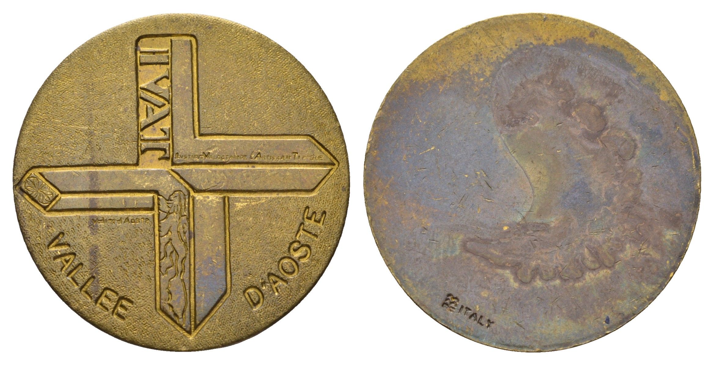 Италия односторонняя медаль "Валле-д’Аоста" диаметр 30 мм, вес 6 гр латунь 4670-1021
