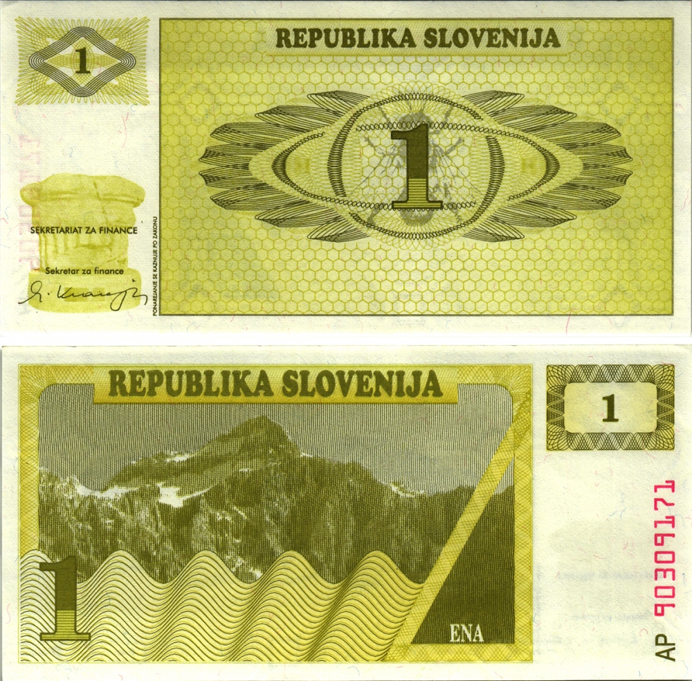 Словения 1 толар 1990 Pick 1 a бумага UNC (пресс) 8613-44-3-1