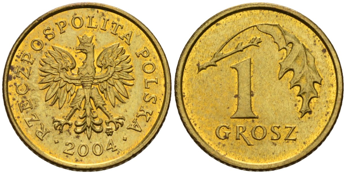 Польша 1 грош 2004 MW KM 276, Parchimowicz 701m латунь 4580-457