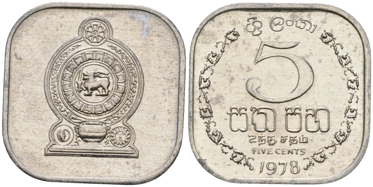 Шри-Ланка 5 центов 1978 KM 139a алюминий 4136-647