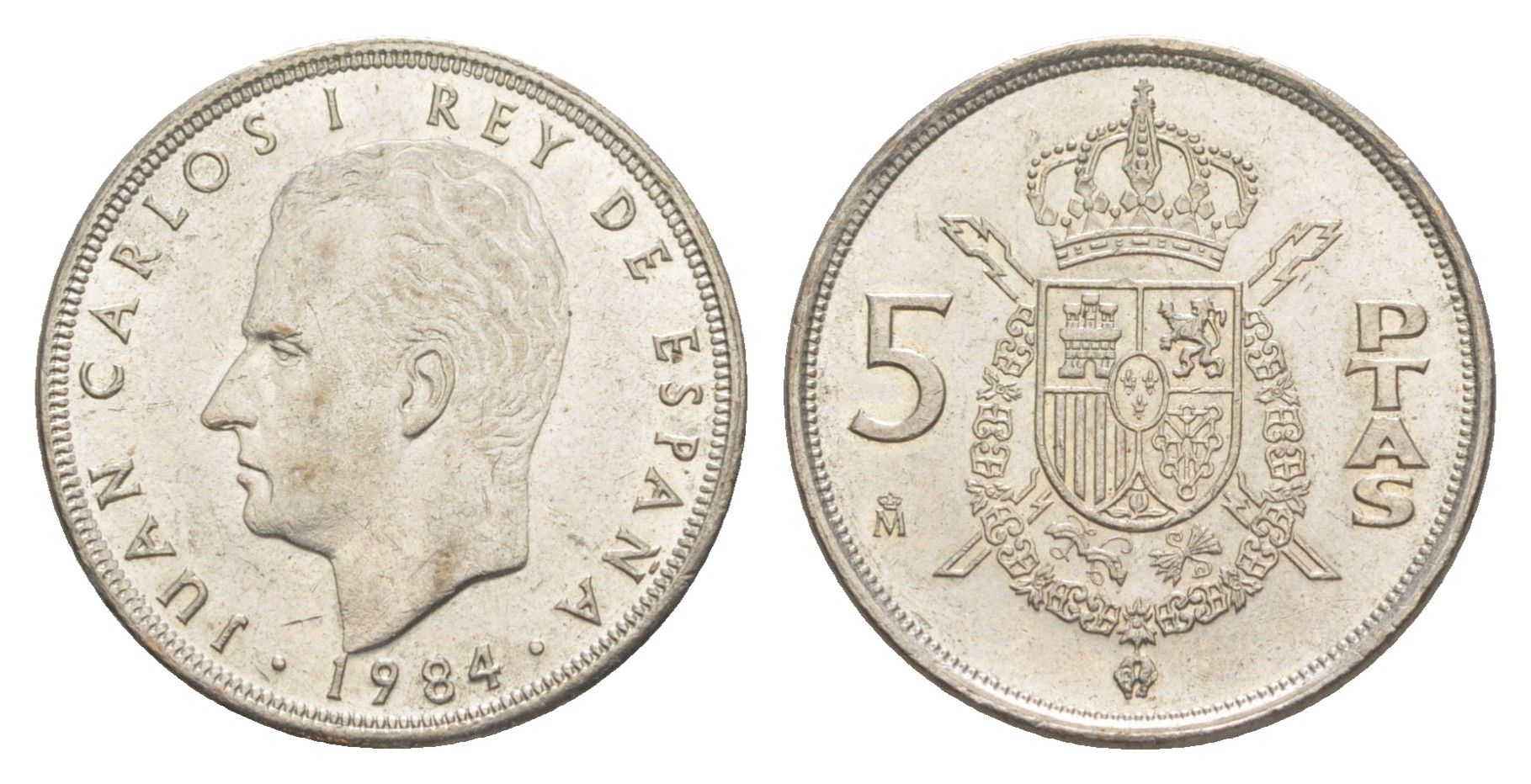 Испания 5 песет 1984 M, Хуан Карлос I (1975-2014) KM 823 медно-никель 4619-1252