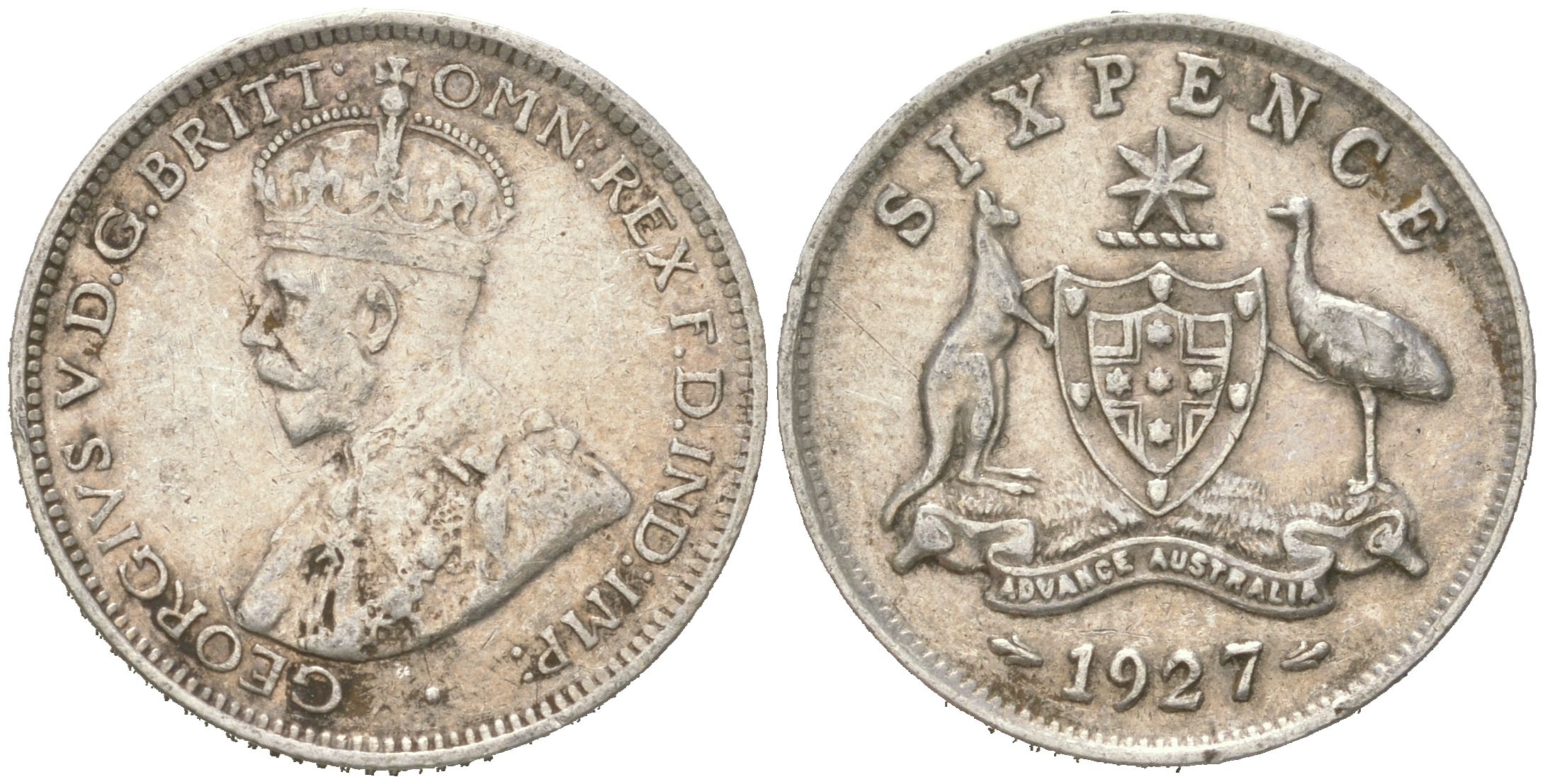 Австралия 6 пенсов 1927 Георг V (1910-1936) KM 25 серебро 4623-162