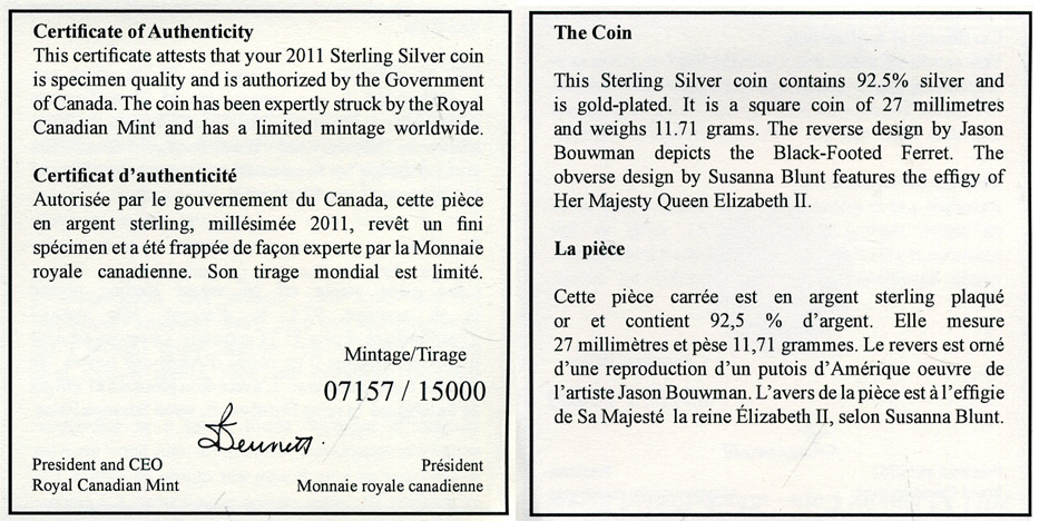 Канада 3 доллара 2011 мангуст, позолота KM NEW серебро PROOF 4-3-4-19