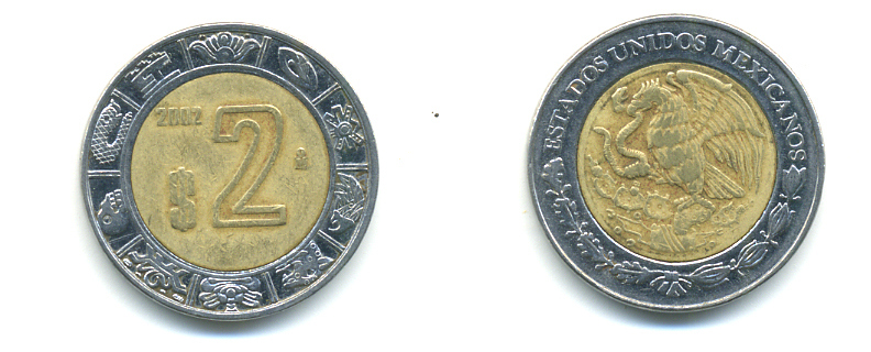 МЕКСИКА 2 ПЕСО 2002 KM 604 биметалл 3999-953