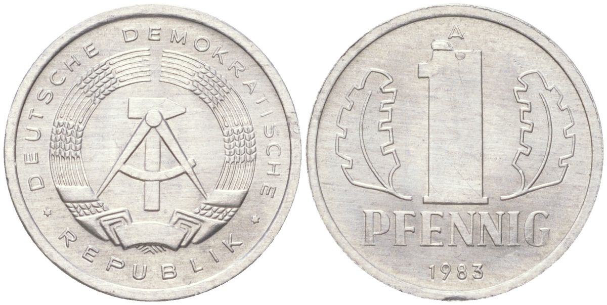 ГДР 1 пфенниг 1983 A KM 8.2 алюминий 4613-935