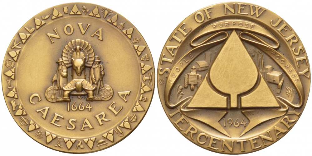 США МЕДАЛЬ 1964 МУЗЕЙ ИСКУССТВ В НЬЮ-ДЖЕРСИ 45 мм, 49,7 гр бронза UNC 1082-8-41