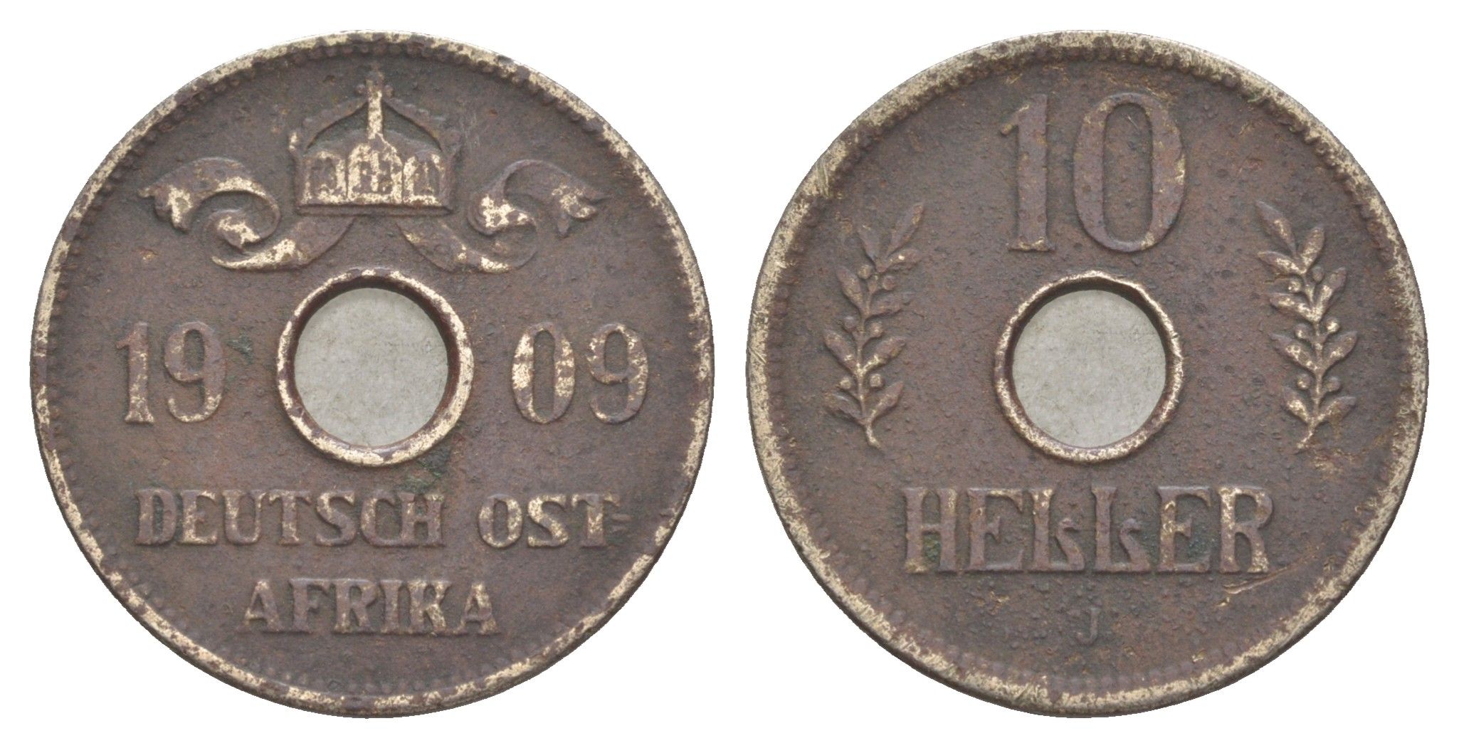 Германская Восточная Африка 10 геллеров 1909 J KM 12 медно-никель 4127-225