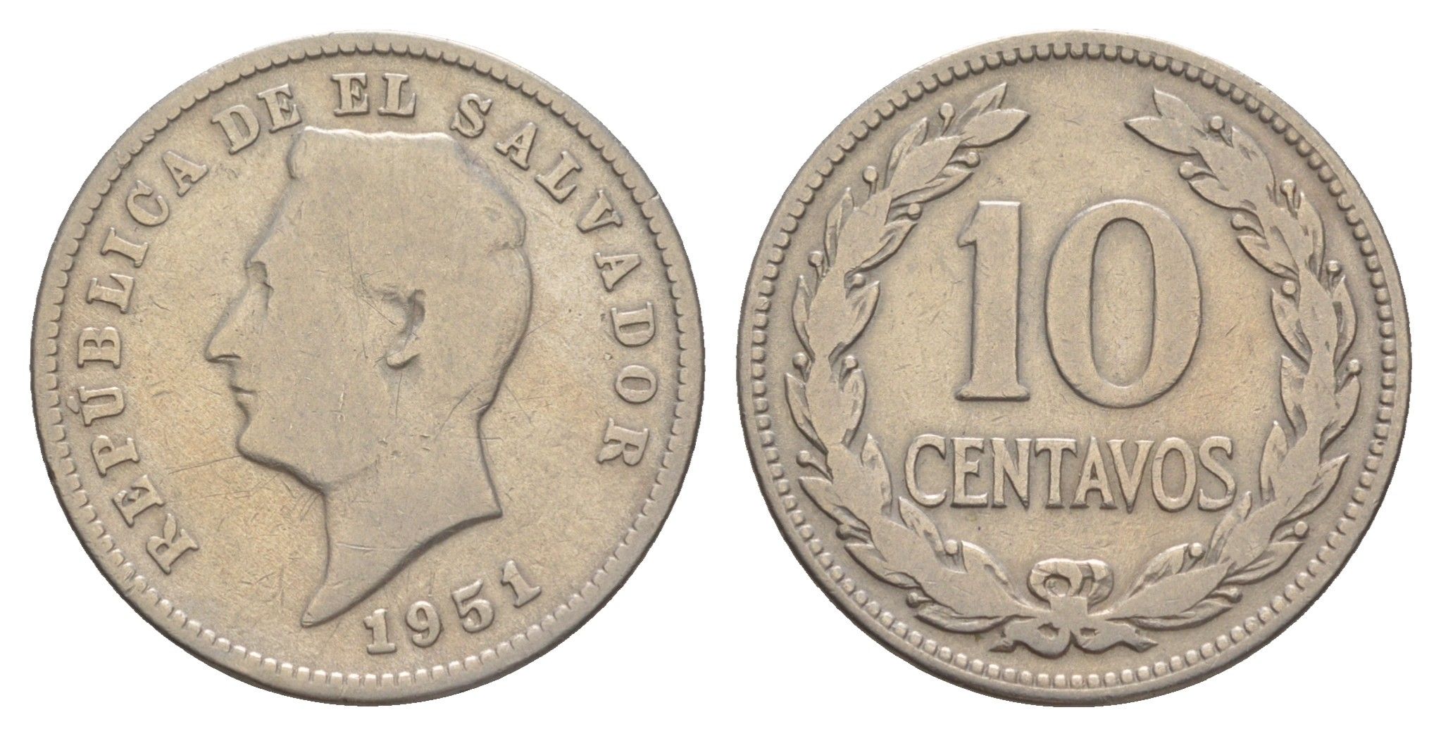 Сальвадор 10 сентаво 1951 KM 130 медно-никель 4642-744