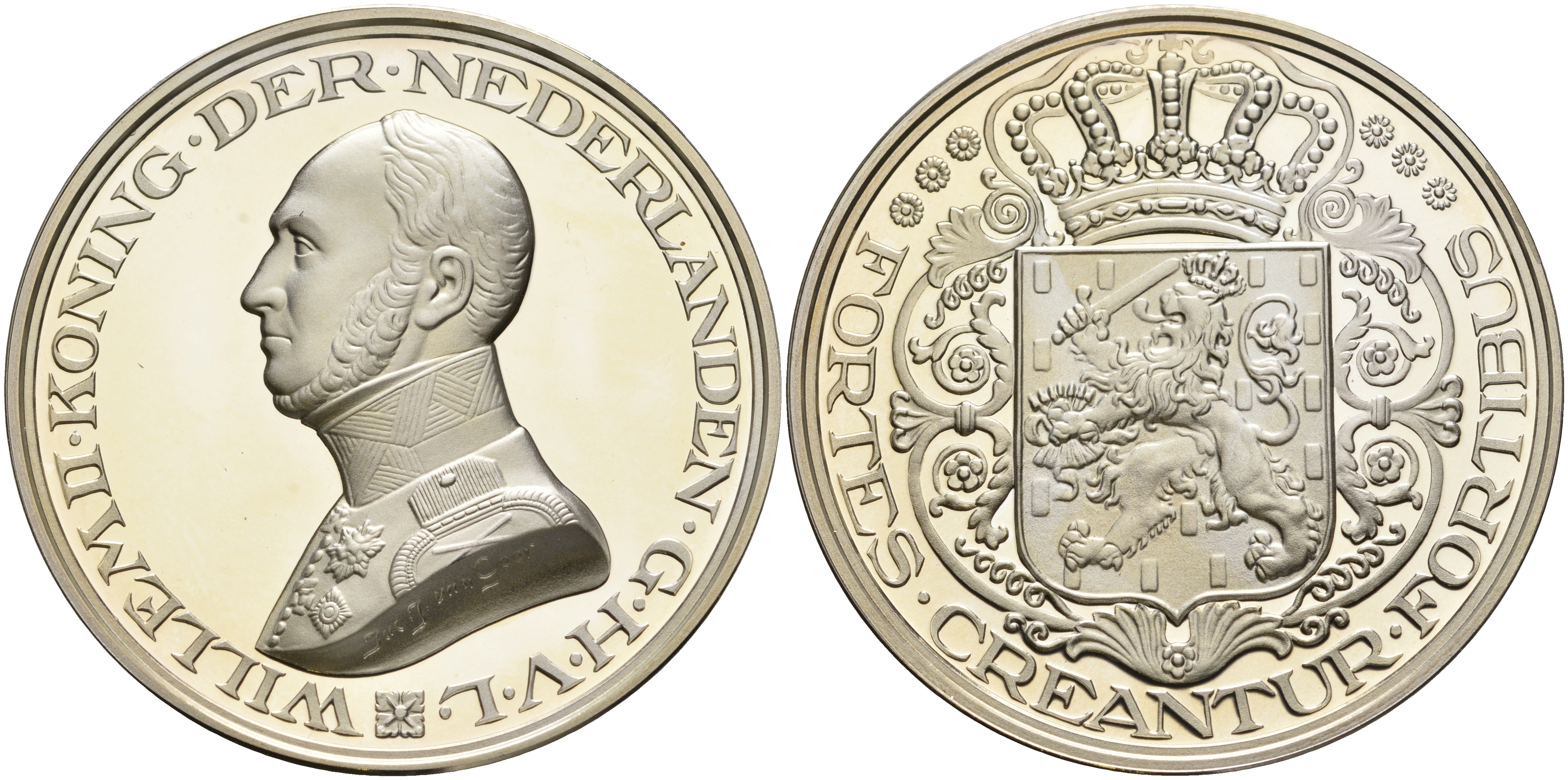 Нидерланды медаль ND Виллем II, король Нидерландов  серебро  PROOF  00-00
