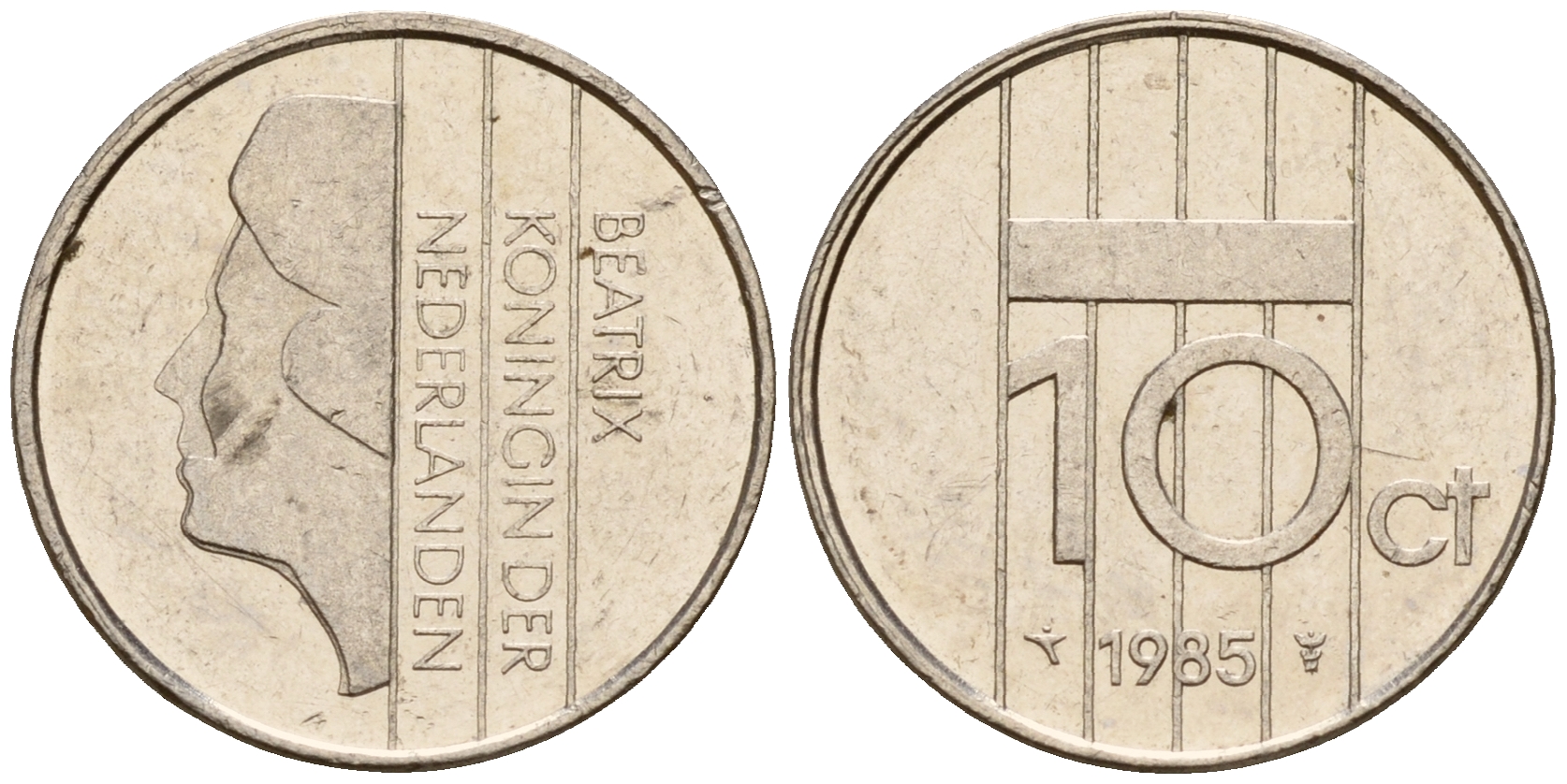 Нидерланды 10 центов 1985 Беатрикс (1980-2013) KM 203 никель    4598-359